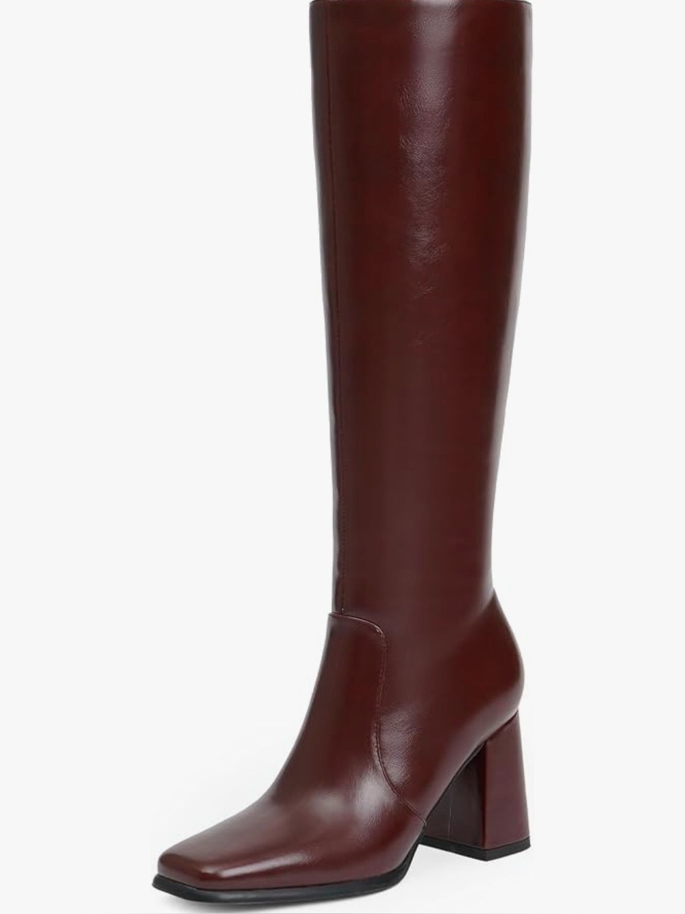 Modatope Knee High Boots Chunky Heel Square Toe Brown Size 6.5 New